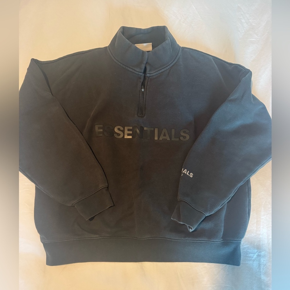 Essentials Black Quarter Zip-Up Men's Sweater